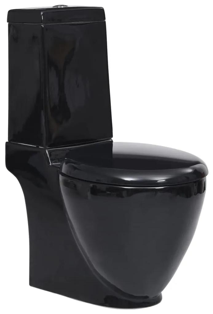 141136 vidaXL Vas WC toaletă de baie, negru, ceramică, rotund, flux inferior