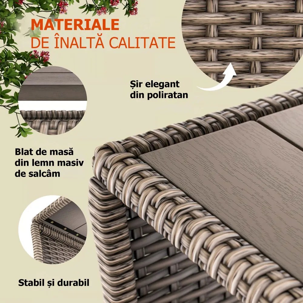 Măsuță auxiliară din poliratan ROCCO, 40x45x45cm, crem Casaria