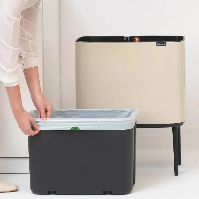 Coș Brabantia Bo Touch 1005546, 36 l, Deschidere lină și silențioasă, Deschidere mare, Bej