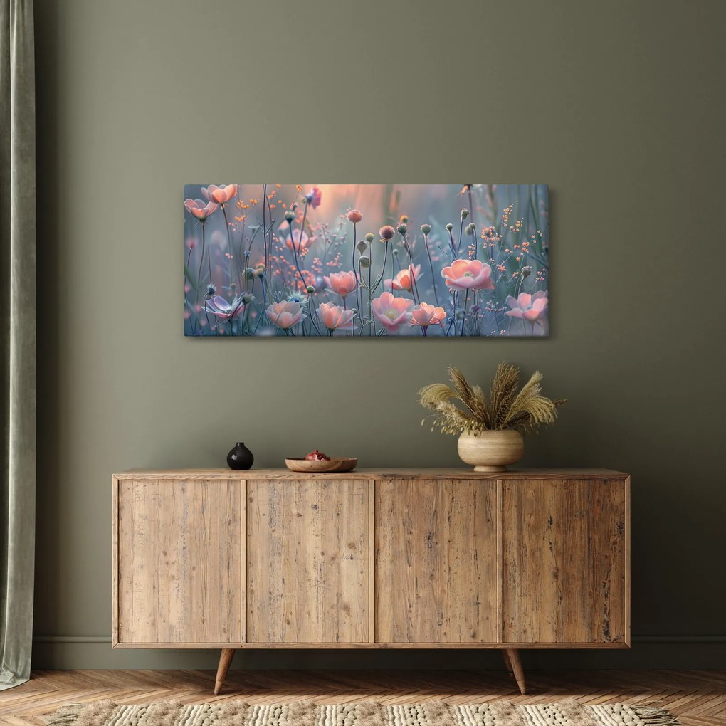 Tablou - Flori în culori pastelate (120x50 cm)