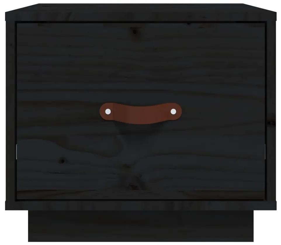 Noptiera, negru, 40x34x35 cm, lemn masiv de pin 1, Negru