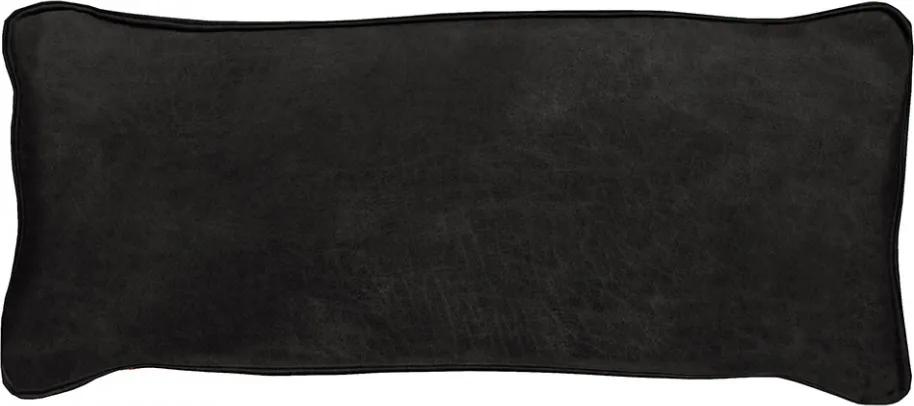 Perna decorativa dreptunghiulara neagra din piele reciclata 30x70 cm Bean Woood