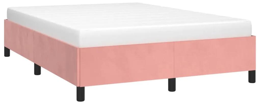 Cadru de pat, roz, 140x200 cm, catifea Roz, 35 cm, 140 x 200 cm