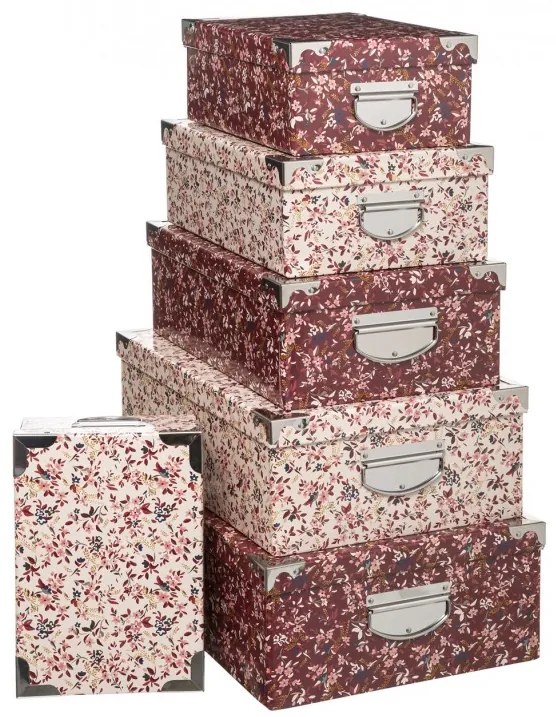 Set 6 cutii depozitare Fleur Rose, carton, 48x33.5x16 cm