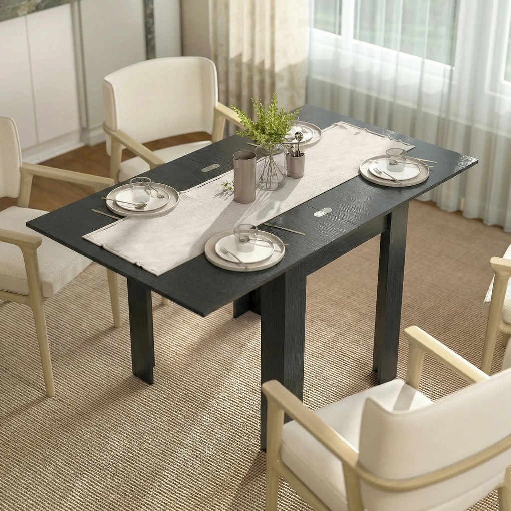 HOMCOM Masă Extensibilă de Sufragerie 4-6 Persoane, Negru | Aosom Romania