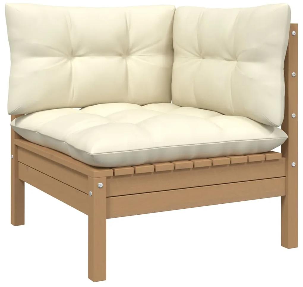Set mobilier de gradina cu perne, 8 piese, lemn masiv de pin maro miere, 1
