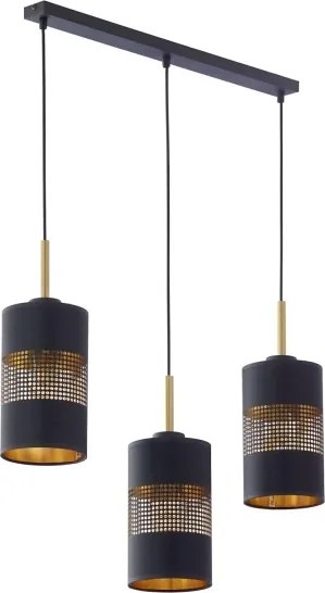 Lustră LED suspendată pe cablu BOGART 3xE27/15W/230V negru/auriu