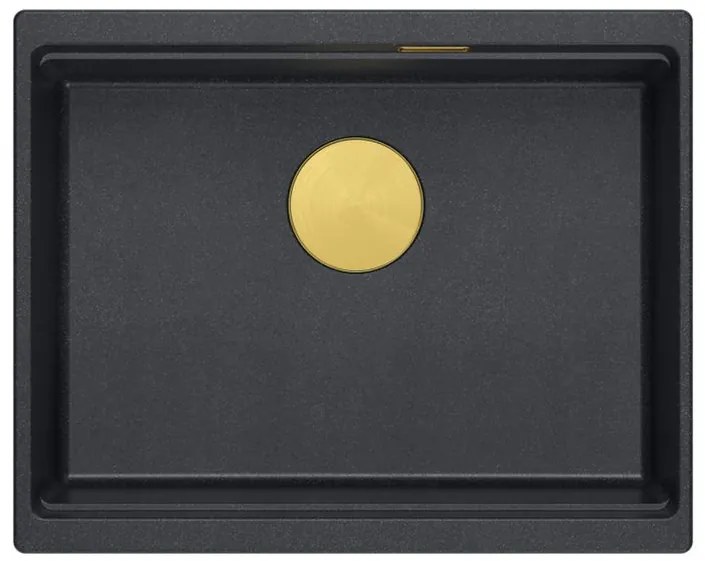 Chiuveta din granit Logan 100 negru metalic ventil auriu