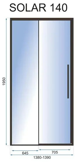 Usa de nisa culisanta Rea Solar 140 cm sticla 6 mm negru