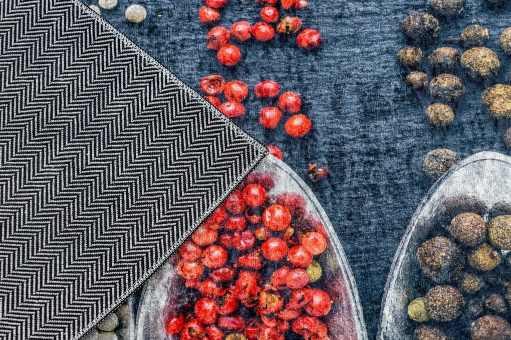 ANDRE 42760 covor lavabil linguri, condimente bucatarie, anti-alunecare - gri / verde