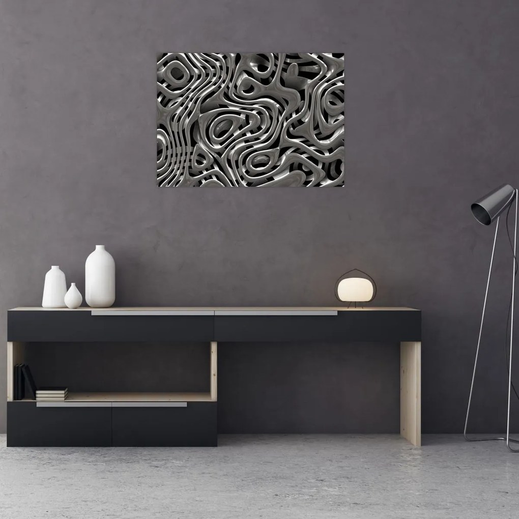 Tablou pe sticlă - Abstractizare metalică (70x50 cm)