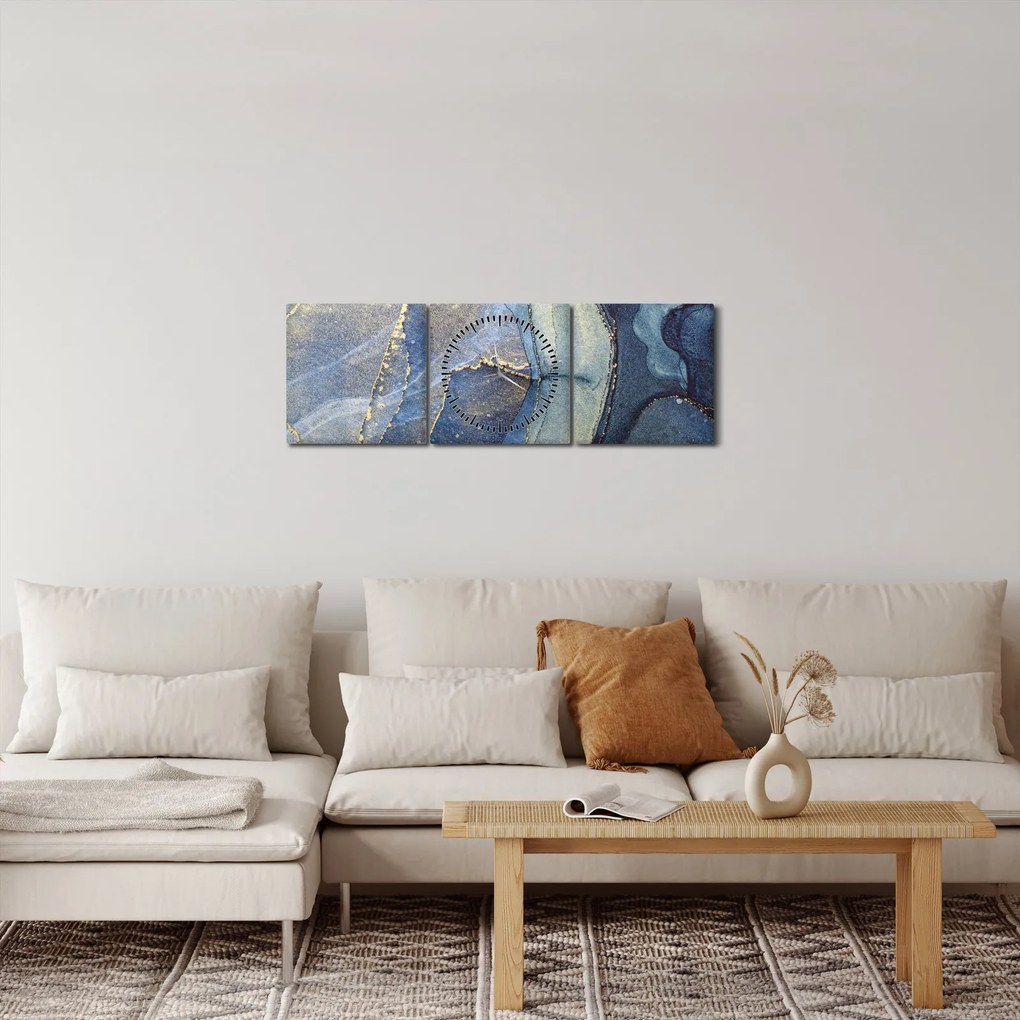 Tablou - Abstracție cu cerneală cu alcool (cu ceas) (90x30 cm)