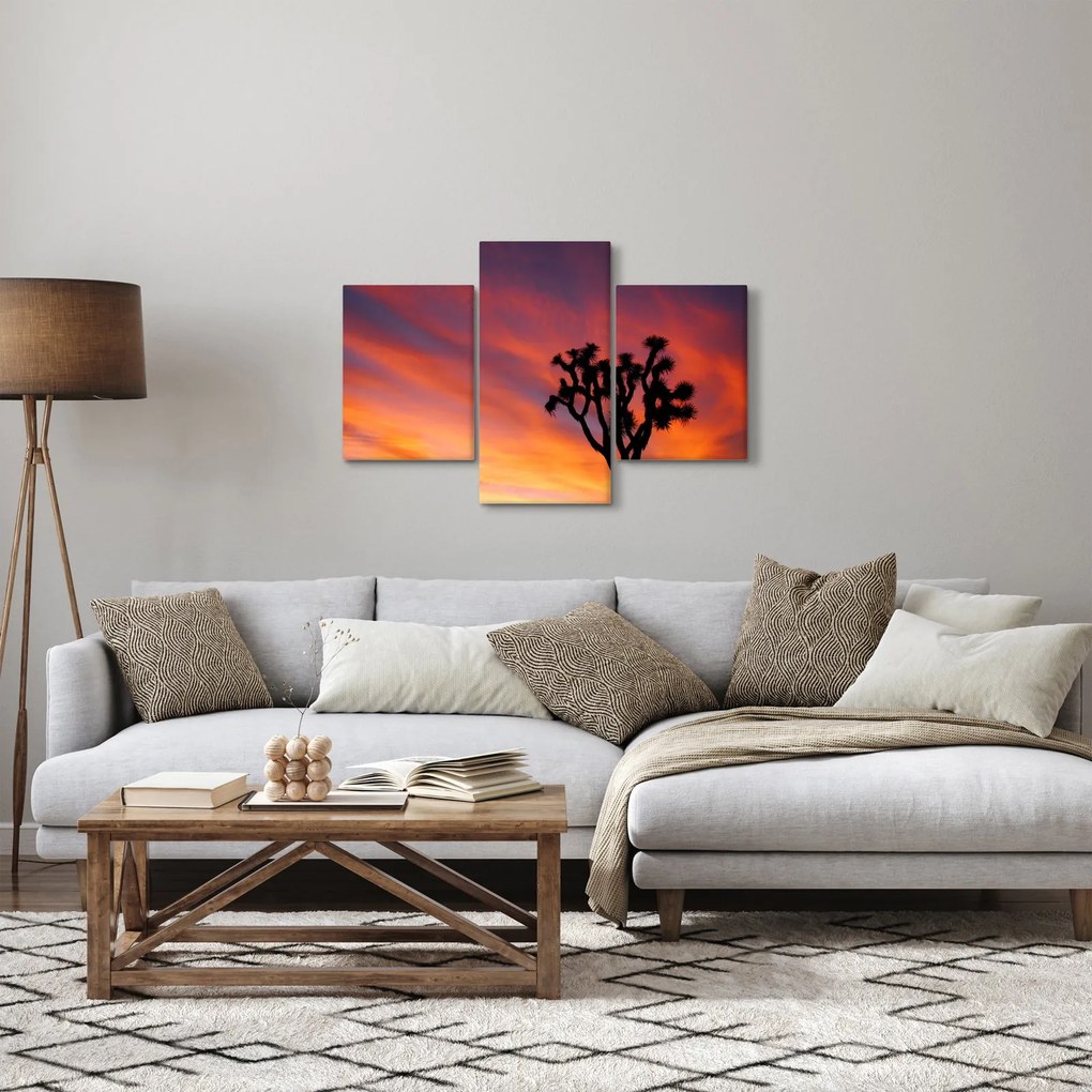 Tablou apus de soare deasupra siluetei unui copac (90x60 cm)