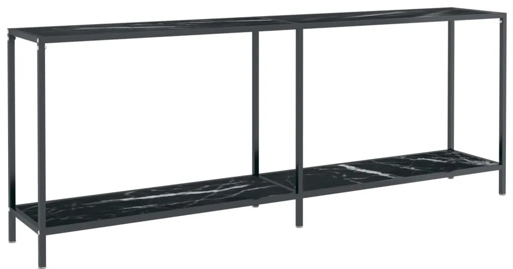 331709 vidaXL Masă consolă, negru, 200x35x75,5 cm, sticlă securizată