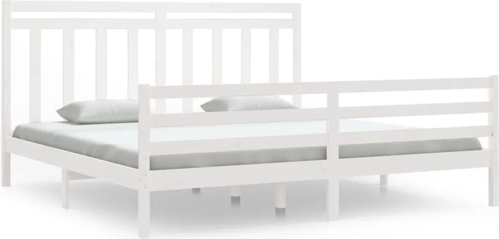 vidaXL Cadru de pat, alb, 200x200 cm, lemn masiv