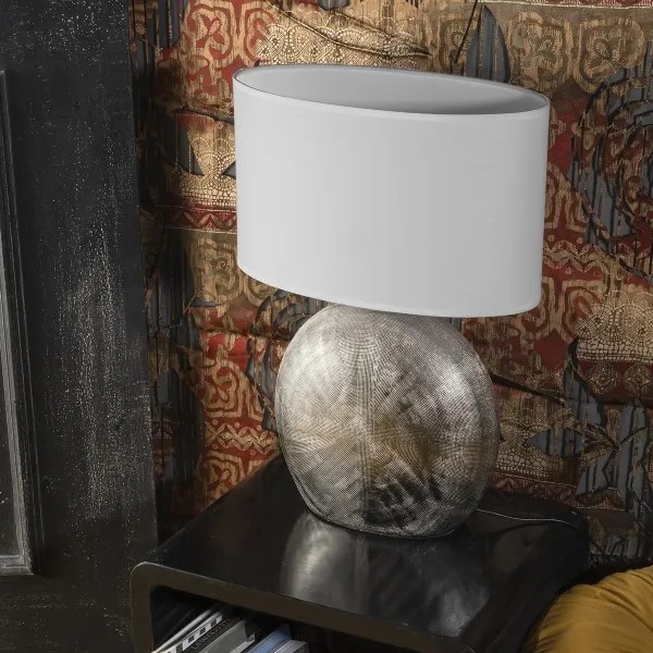 ONLI - Lampă de masă CERAMICA 1xE27/15W/230V 51 cm argintie/albă