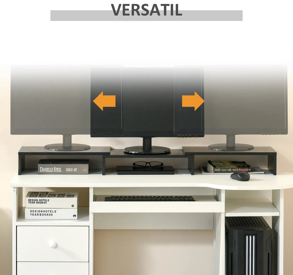 Vinsetto Stand pentru doua monitoare cu lungime si unghi reglabil, stand ridicare ecran pentru laptop, computer | Aosom Romania