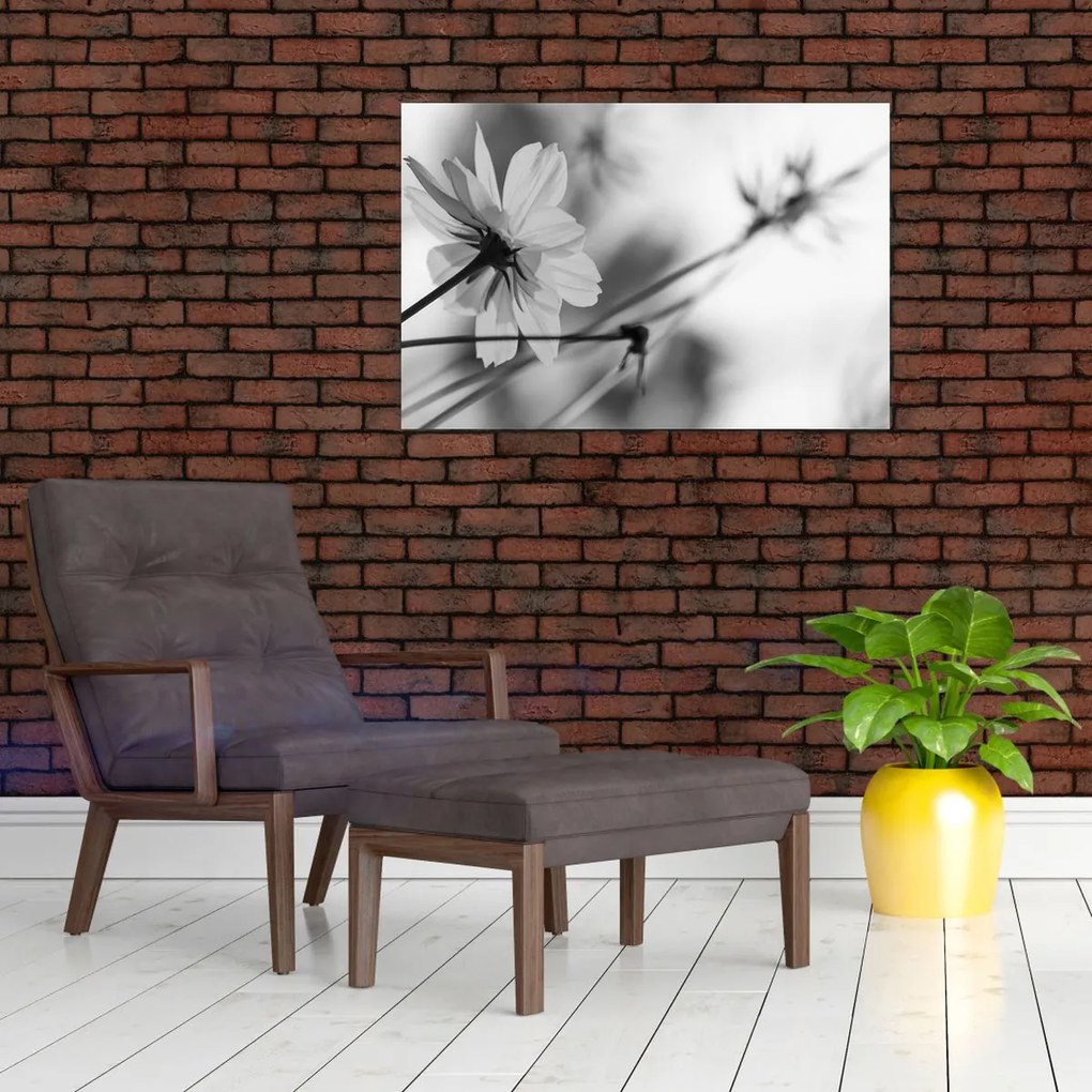 Tablou - Flori alb-negru (90x60 cm)