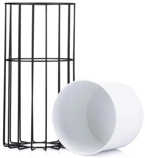 Ghiveci metalic de flori LOFT 42x20 cm negru/alb