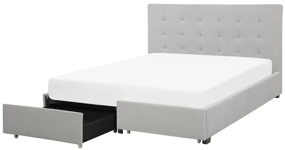 Pat matrimonial 160 cm ROLLA (cu spațiu de depozitare) (cu somieră) (gri deschis). 1007487