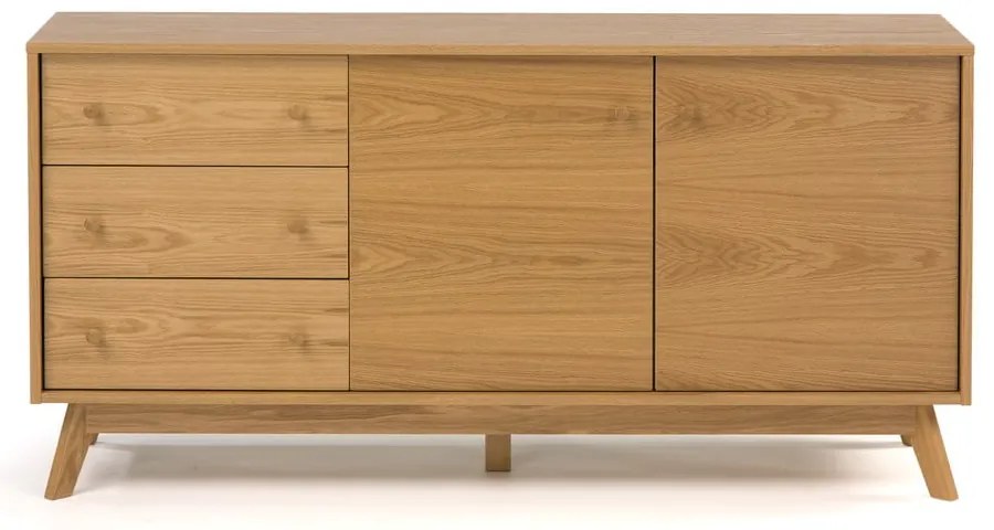 Comodă în culoare naturală joasă cu aspect de lemn de stejar 149x75 cm Kensal – Woodman