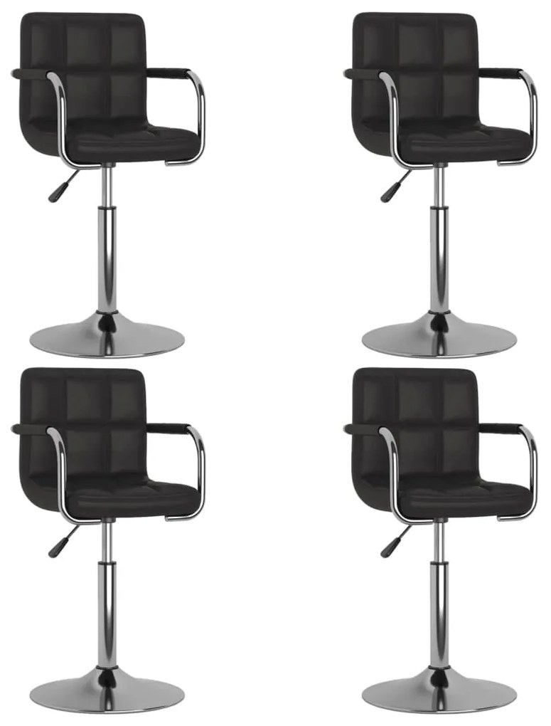 vidaXL Scaune de bucătărie pivotante, 4 buc., negru, piele ecologică