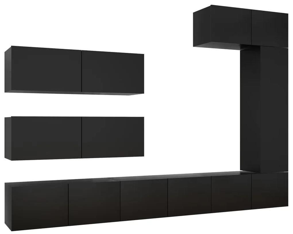 3078822 vidaXL Set dulapuri TV, 7 piese, negru, lemn prelucrat