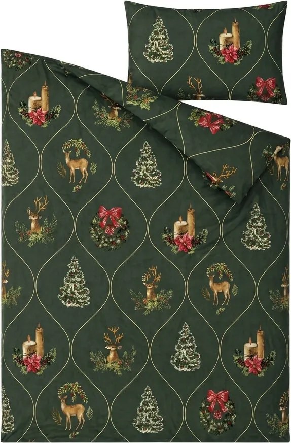 Lenjerie de pat din bumbac HERITAGE verde inchis Dimensiune lenjerie de pat: 70 x 80 cm | 140 x 200 cm