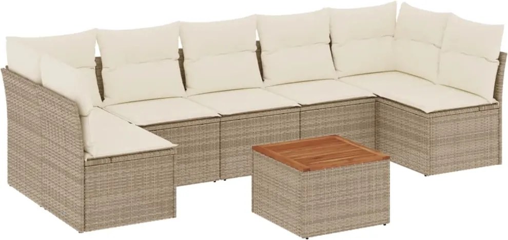vidaXL Set canapele de grădină, 8 piese, cu perne, bej, poliratan
