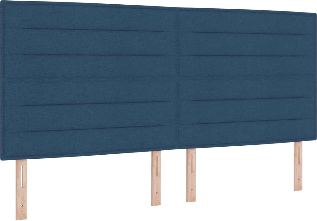 vidaXL Tăblie LED cu benzi LED cu headboard albastru 200 cm țesătură