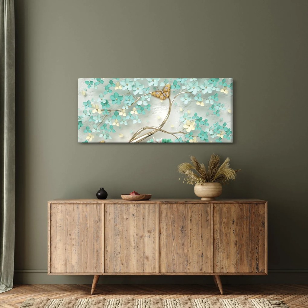 Tablou cu flori și fluturi (120x50 cm)