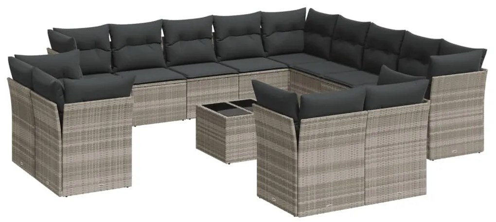 3218562 vidaXL Set mobilier de grădină cu perne,14 piesegri deschis, poliratan