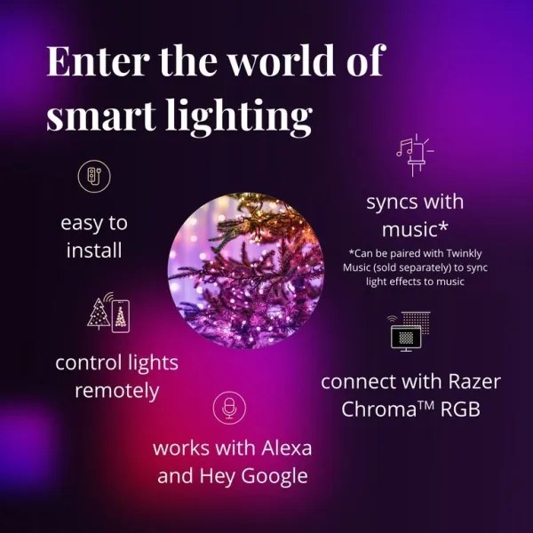 Twinkly TWS250STP-BEU - Ghirlandă LED RGB de exterior, 250 LED, 23,5 m, IP44, Wi-Fi