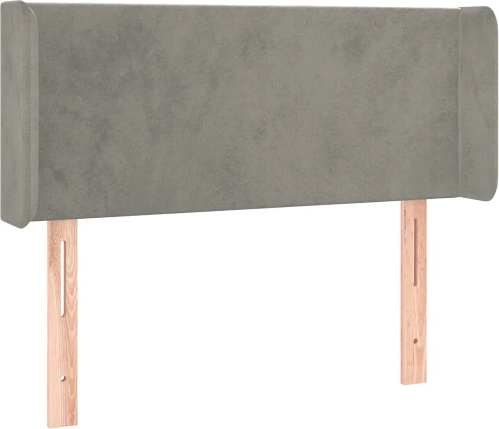 vidaXL Tăblie de pat cu aripioare gri deschis 103x16x78/88 cm catifea