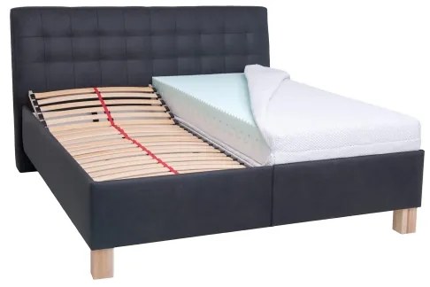 Pat tapițat VIOLET 180 x 200 cm, antracit, cu spațiu de depozitare, fără saltea