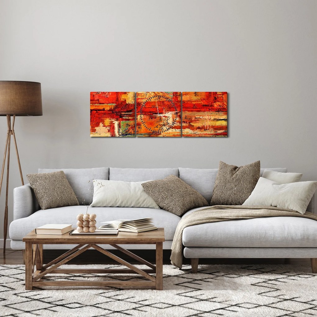 Tablou cu pictură pe pereți (cu ceas) (90x30 cm)