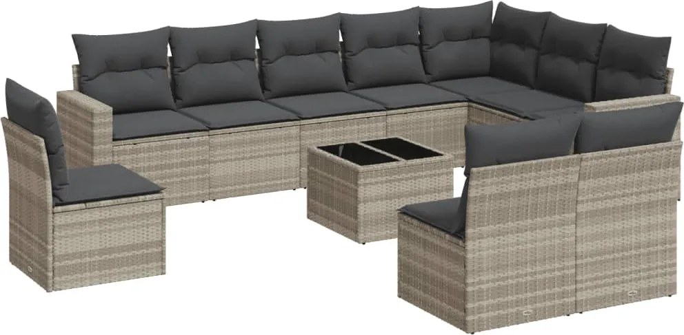 vidaXL Set canapele de grădină cu perne, 11 piese, gri, poliratan