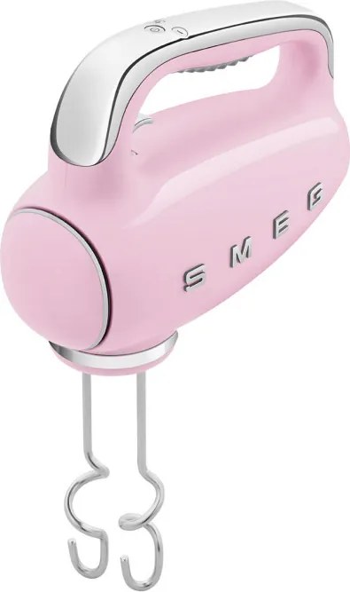 Mixer manual SMEG 50's Style HMF01PKEU, 250 W, 9 viteze, Functie Turbo, Afisaj LED, Timer, Accesorii, Roz