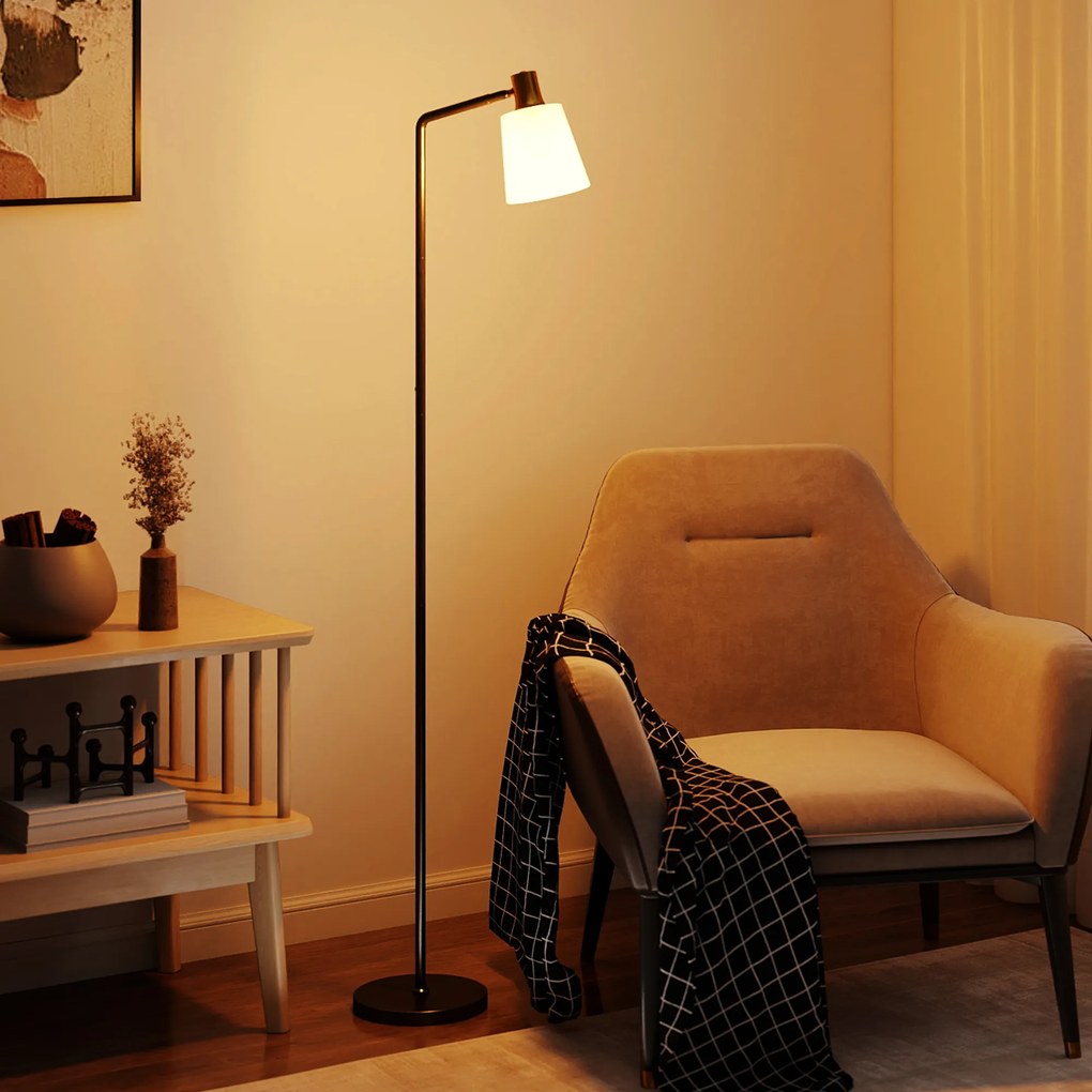 HOMCOM Lampă de podea LED cu cap rotativ la 350°, Reglare a temperaturii culorii 3000K/4000K/6500K, Negru | Aosom Romania