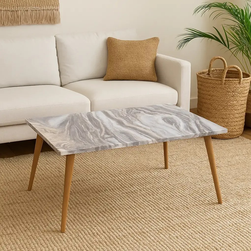 Masa de cafea PacoHoms 72 x 45 x 42 cm, Marmorat