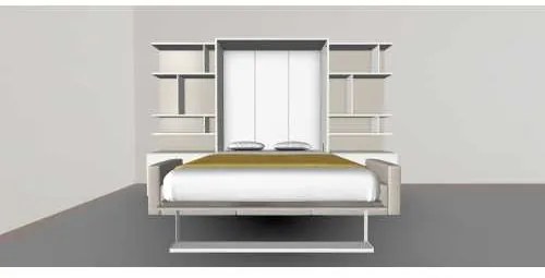 Set pat rabatabil dublu cu 2 biblioteci de 100 cm si canapea de 3 locuri - ROYAL BOOKCASES&TRIPLE SOFA SET (150X200)