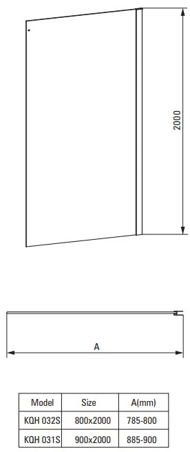 Perete lateral de dus 90x200cm, sticla securizata 6 mm, cromat, Deante Prizma 900x2000 mm