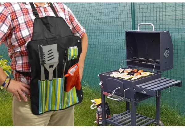 Ustensile din oțel inoxidabil pentru grătar 7 buc. + șorț