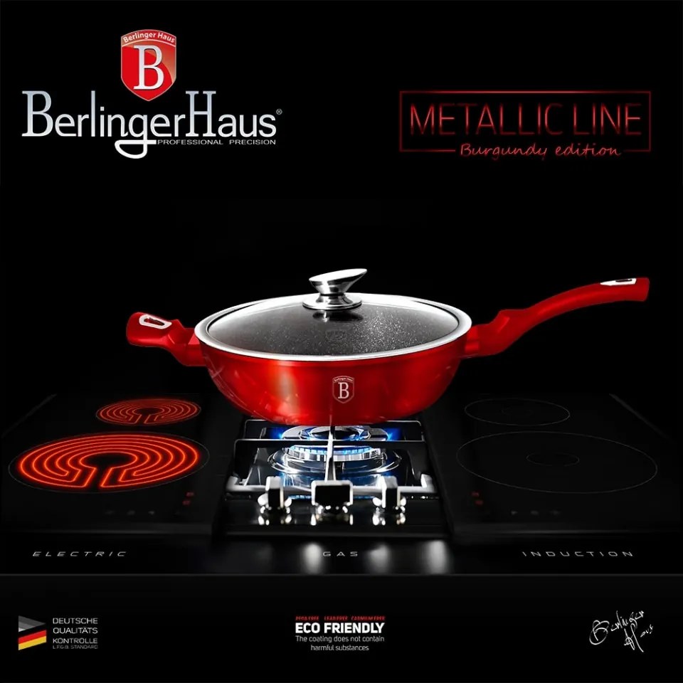 Tigaie cu capac adanca 32 cm Burgundy Metallic Line Berlinger Haus BH 1261N