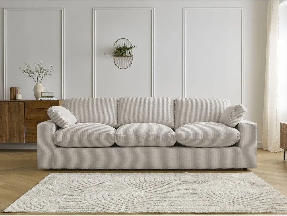 Canapea bej cu tapițerie din catifea reiată 250 cm Belair – Bobochic Paris