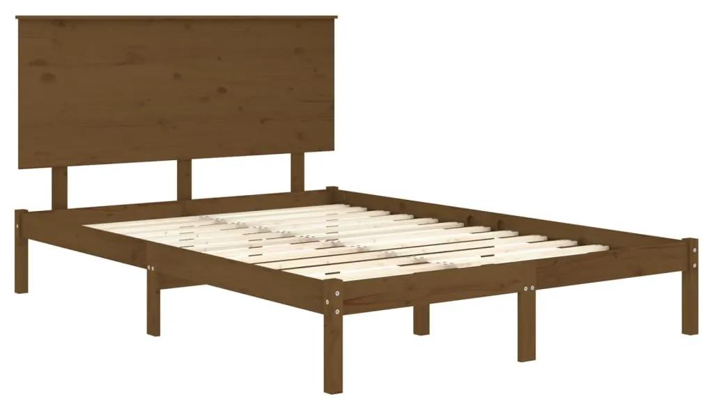 Cadru de pat, maro miere, 140x190 cm, lemn masiv de pin maro miere, 140 x 200 cm
