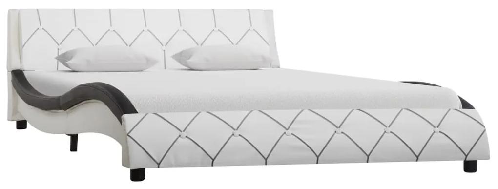 285646 vidaXL Cadru de pat, alb și negru, 160 x 200 cm, piele ecologică