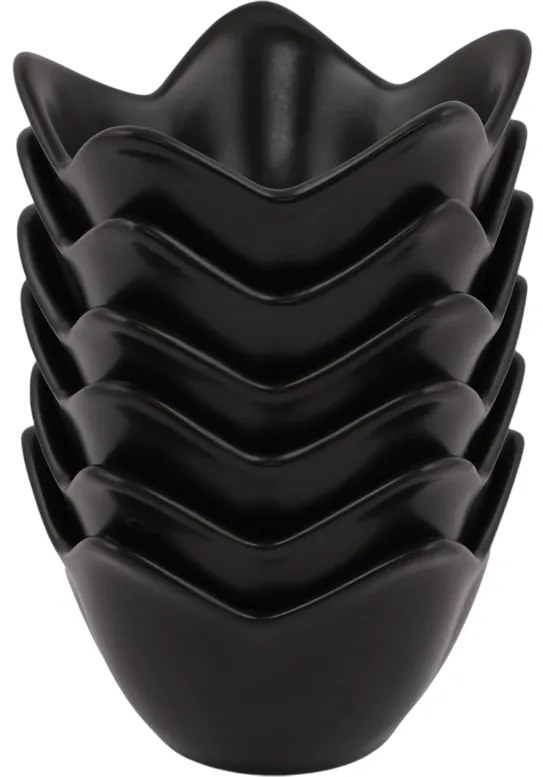 Set de 6 boluri ceramice Lotus 11,8 cm, negru