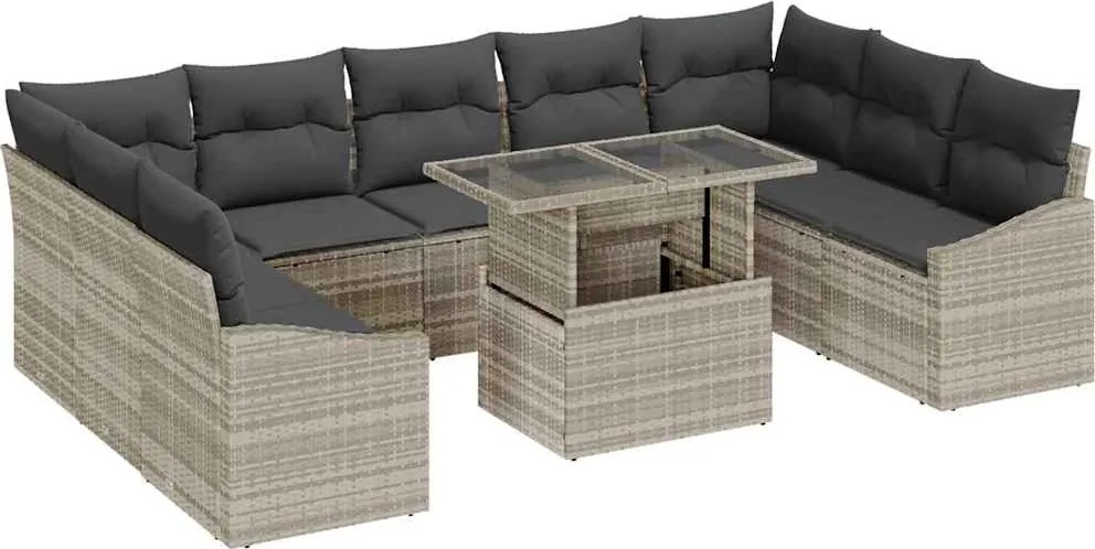 vidaXL Set de canapele pentru grădină 10 pcs Gri deschis și gri închis