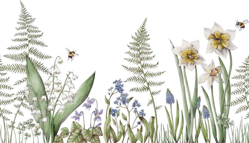 Fototapet, Bumblebee, White, Rebel Walls